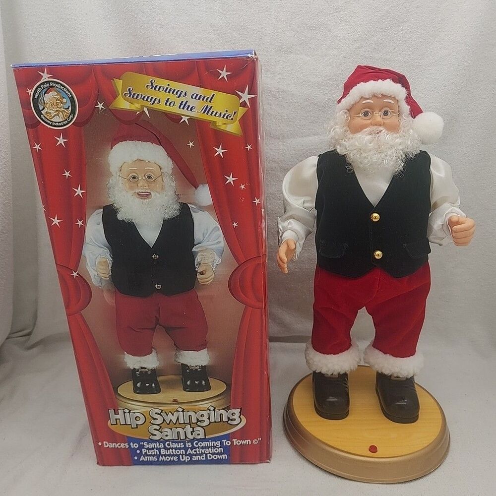 Musical Hip Swinging Santa North Pole Productions Gemmy Industries 1998 With Box